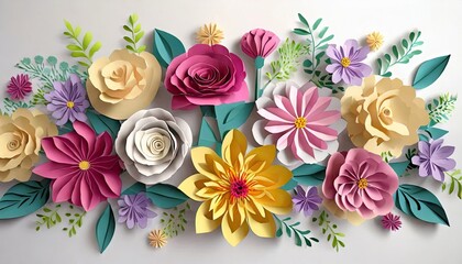 3d paper flowers colorful composition