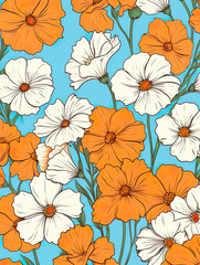 Fototapeta na wymiar Blooming Cosmos: A Vibrant Floral Tapestry