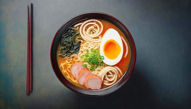 tradicional japanese ramen soup dark background generative ai