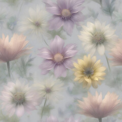 Fototapeta premium Pastel wildflower illustration. 