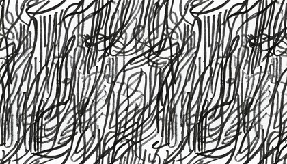 hand drawn fun playful trendy childish squiggly doodle drawing line art pattern seamless abstract chaotic ink pen or marker scribble texture backdrop bold black lines isolated on white background