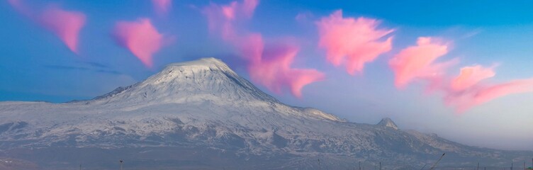 Breathtaking view of Mount Ararat, Mount Ararat, the highest mountain in the easternmost part of...
