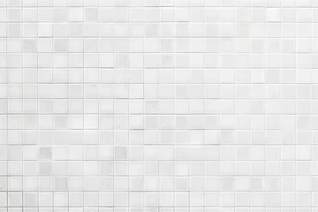 Deurstickers Marble floor for background Tile marble floor. White tile checkered background bathroom floor texture. Ceramic wall and floor tiles mosaic background in bathroom © Planetz