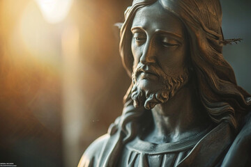 jesus the savior statue cinematic - obrazy, fototapety, plakaty