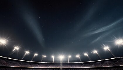 stadium lights against dark night sky background soccer match lights ai