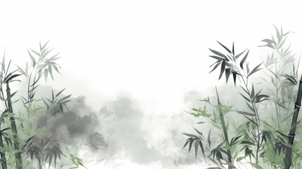 Bamboo ink painting style background illustrator - obrazy, fototapety, plakaty