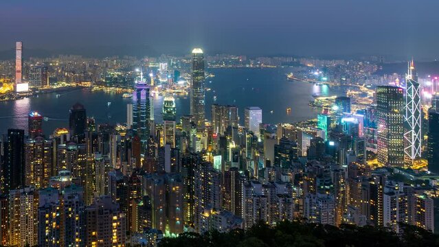 4K Time Lapse Hong Kong cityscape skyscraper at night time