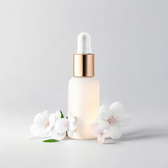 Luxurious cosmetic bottle mockup, natural beauty concept