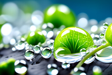 Sprouts and waterdrops Illustration Generative AI