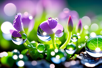 Sprouts and waterdrops Illustration Generative AI