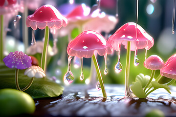 Sprouts and waterdrops Illustration Generative AI