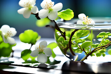 Sprouts and waterdrops Illustration Generative AI