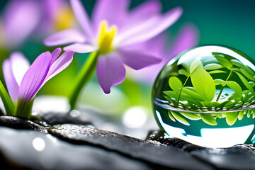 Sprouts and waterdrops Illustration Generative AI