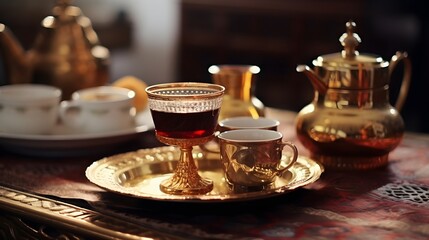 Obraz na płótnie Canvas A traditional Arabic coffee setup