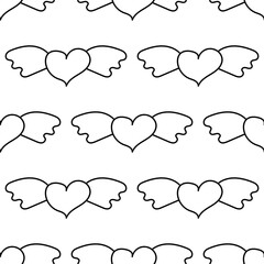 heart wings flying pink blue love pattern