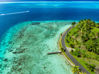 Taha'a paradise by drone, French Polynesia