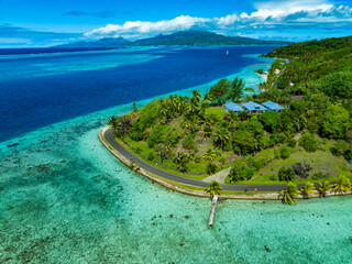 Taha'a paradise by drone, French Polynesia