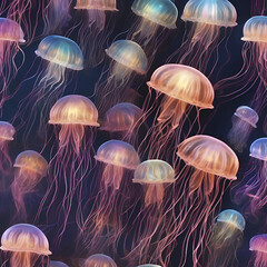 Group of jellyfish in the ocean.