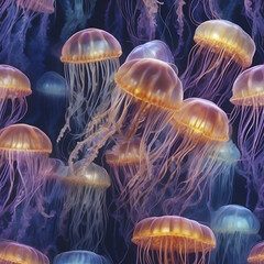 Group of jellyfish in the ocean.