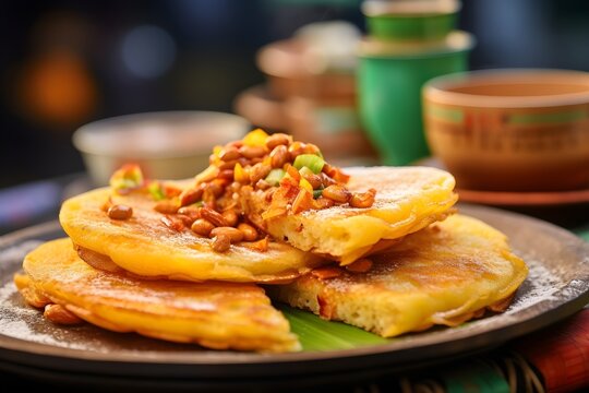 Apam Balik, a Malaysian pancake filled with a sweet mixture of crushed peanuts