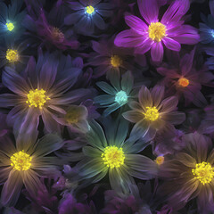 Obraz premium Colorful glowing wildflower at night. 