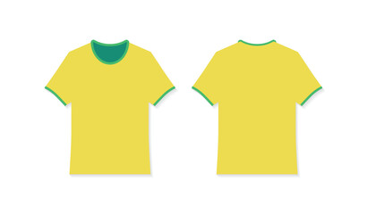 flat design jersey front and back yellow, similar to the brazil jersey, suitable for use as a mockup.