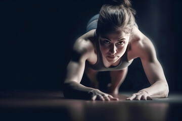 Fototapeta na wymiar A woman gymnast exercises on sports horizontal bars, dark background isolate.