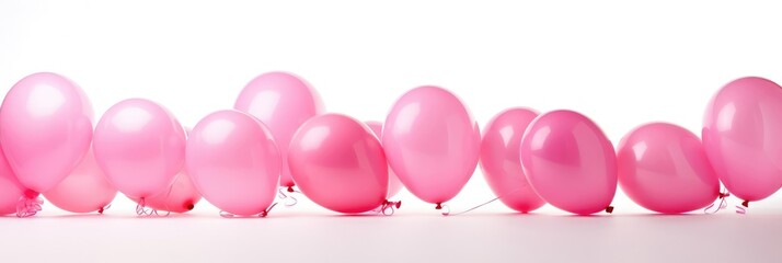 Valentine's day, bachelorette, wedding, birthday or party background with pink, red and white balloons on white background.
