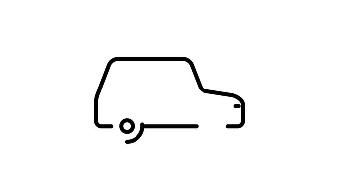 suv animated outline icon on white background. suv 4k video animation for web, mobile and ui design