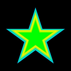 Abstraction. Sign on a white background. Art Design. Figure. Symbol and letter. Graphic element. Design. Illustration. Star. Stars. Neon. Neon light.
