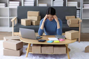 Asian women starting small businesses and selling online from home are depressed because of...