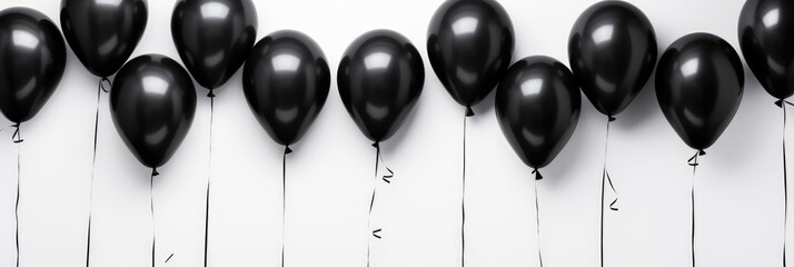 Valentine's day, bachelorette, wedding, birthday or party background with black balloons on white background.
