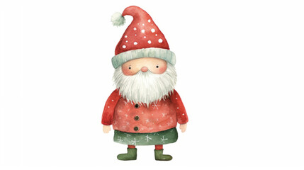 Obraz premium A Christmas watercolor illustration of Santa. Cute Santa Claus on white background. 