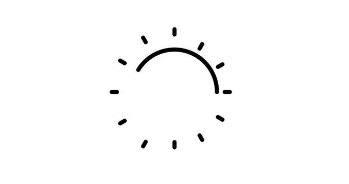sun animated outline icon on white background. sun 4k video animation for web, mobile and ui design