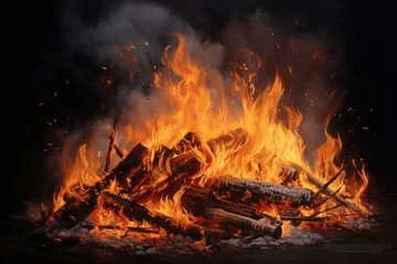Foto op Canvas realistic campfire at a park © Rekalawa