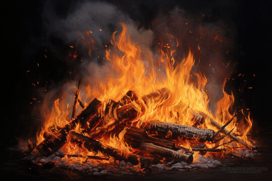 realistic campfire at a park