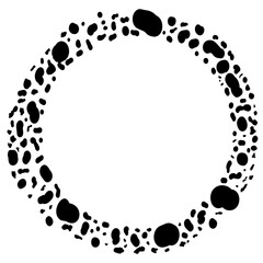 Png image, black circle, brown, polka dot pattern around the circle