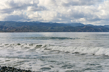 waves on the Mediterranean sea in winter on the island of Cyprus 18
