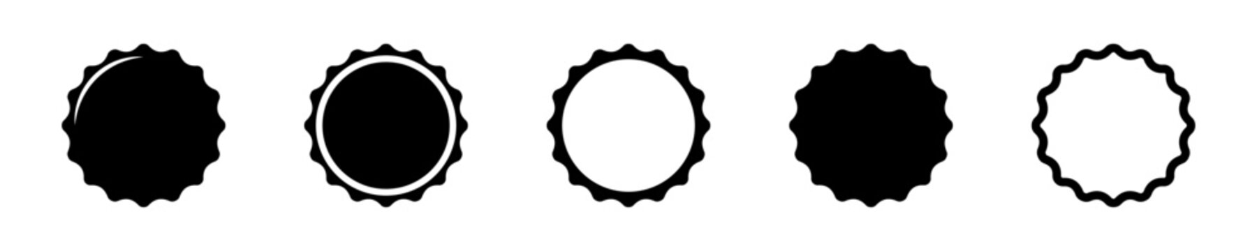 Set of bottle cap vector icons. Lid or cover from beer or beverage. Vector 10 Eps.