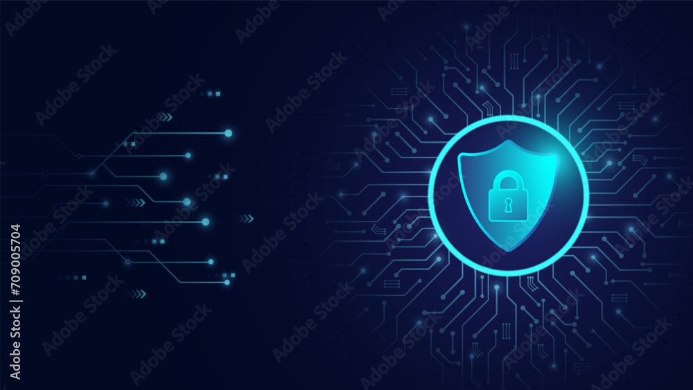 Poster cybersecurity and information protection. data protection concept design for personal privacy, and c