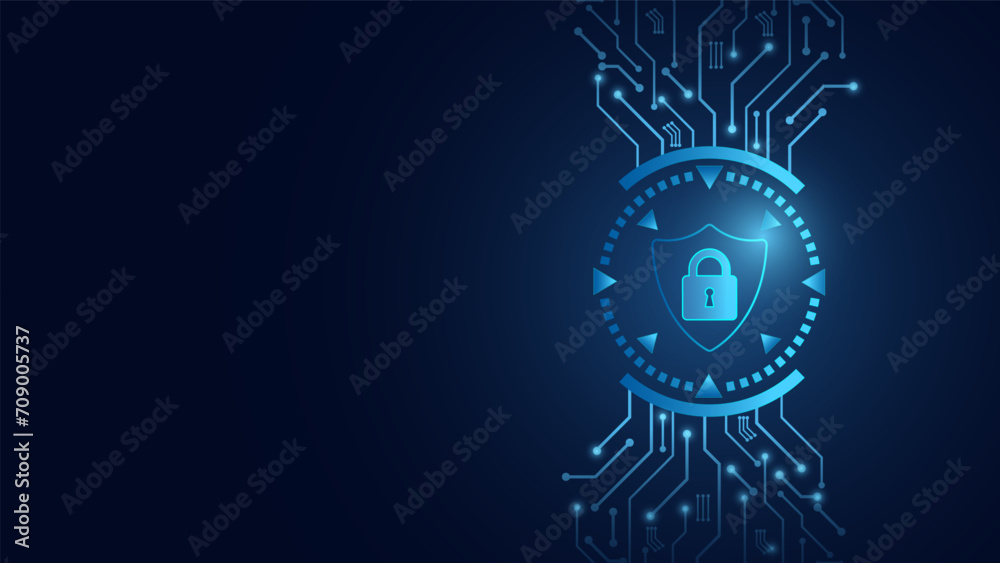 Poster cybersecurity and information protection. data protection concept design for personal privacy, and c