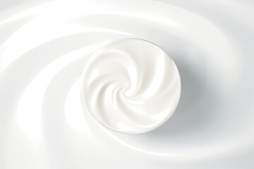 white smooth cream , A white bowl of cream on a white background is a minimalistic and versatile stock photo suitable for food or skincare product advertisements, blog posts, and social media content. - obrazy, fototapety, plakaty