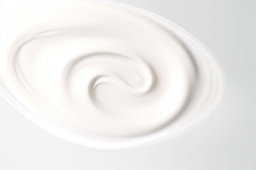 Obraz na płótnie Canvas white smooth cream , A white bowl of cream on a white background is a minimalistic and versatile stock photo suitable for food or skincare product advertisements, blog posts, and social media content.