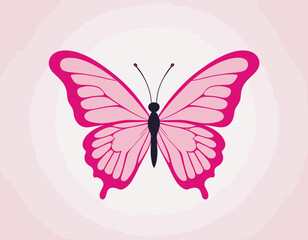 Butterfly isolated on a white background. Vector illustration. Colorful. Bright pink color. Realistic. Cute simple cartoon design. Flat style