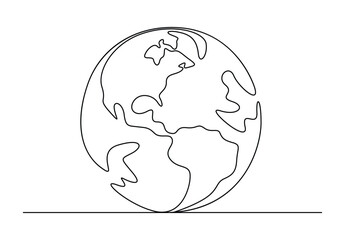 Earth globe world map one continuous line drawing vector illustration. Free vector.