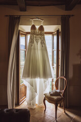 wedding dress in the window