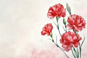 Beautiful elegant pink carnation flower background, copy space.