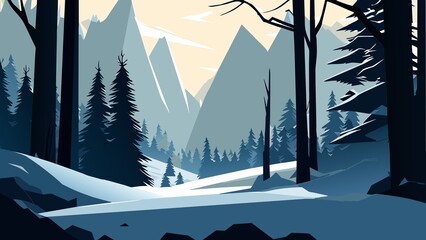 Winter Wonderland Forest - the serene beauty of a snow-covered forest, portraying the quiet stillness and crispness of winter