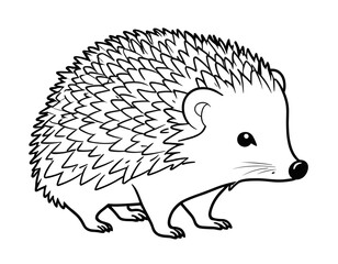 Clipart Hedgehog Black and White in Cartoon Style. Cute Clip Art Coloring Page Hedgehog . Vector Illustration of an Forest Animal for Stickers, Baby Shower Invitation, Prints for Clothes, Textile