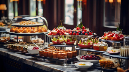 Buffet breakfast served in a luxury 5 star hotel